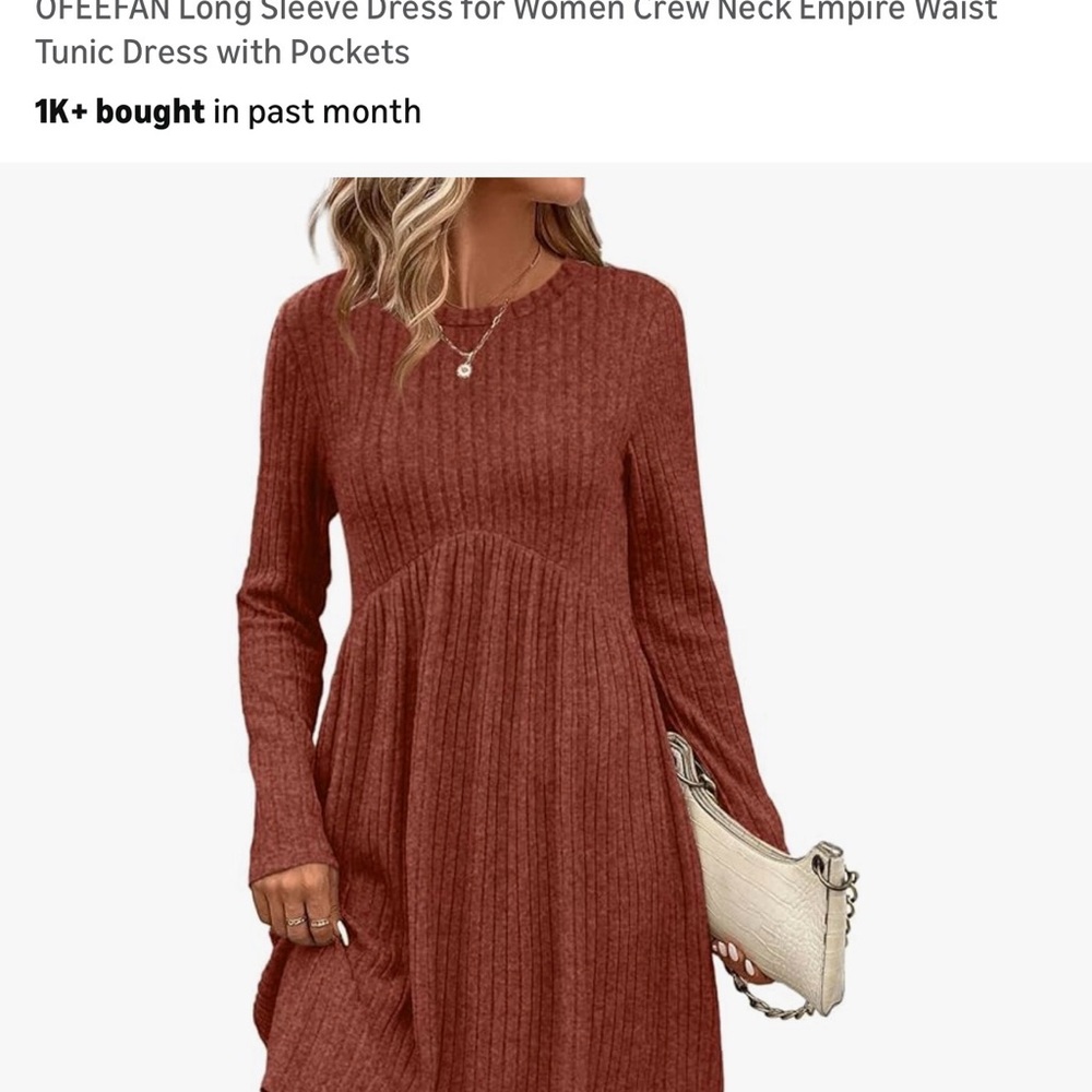 Women's Long Sleeve Rust Dress